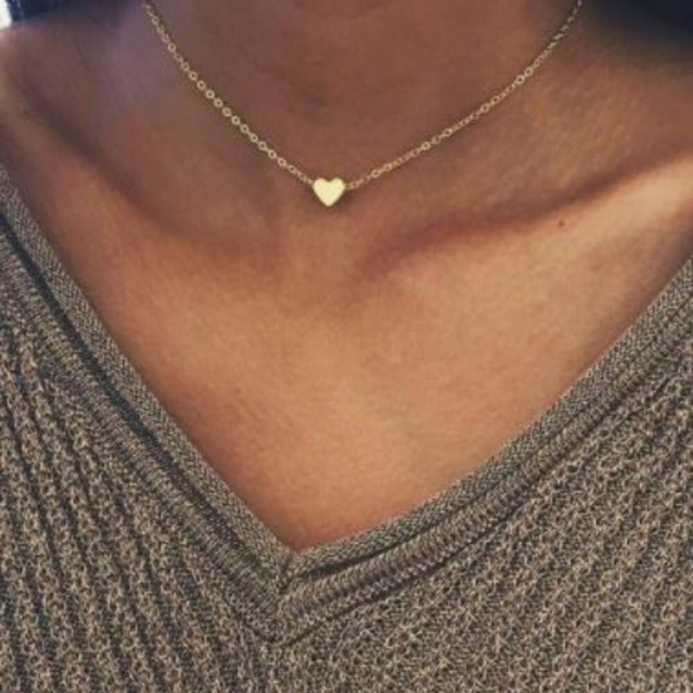 Dainty Heart Choker Necklace in Silver and Gold - Picture 3 of 3